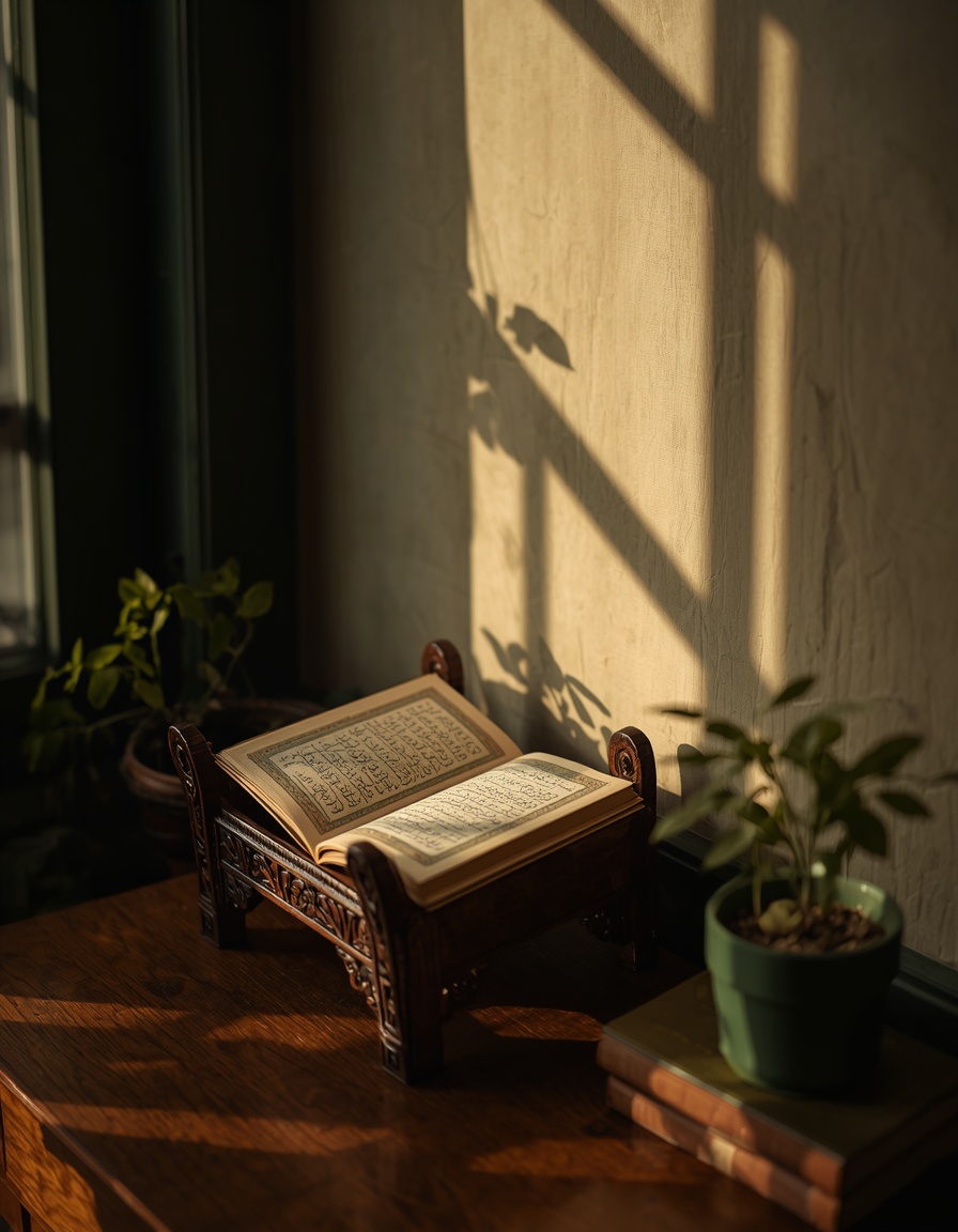 A quiet study corner with an open Qur'an